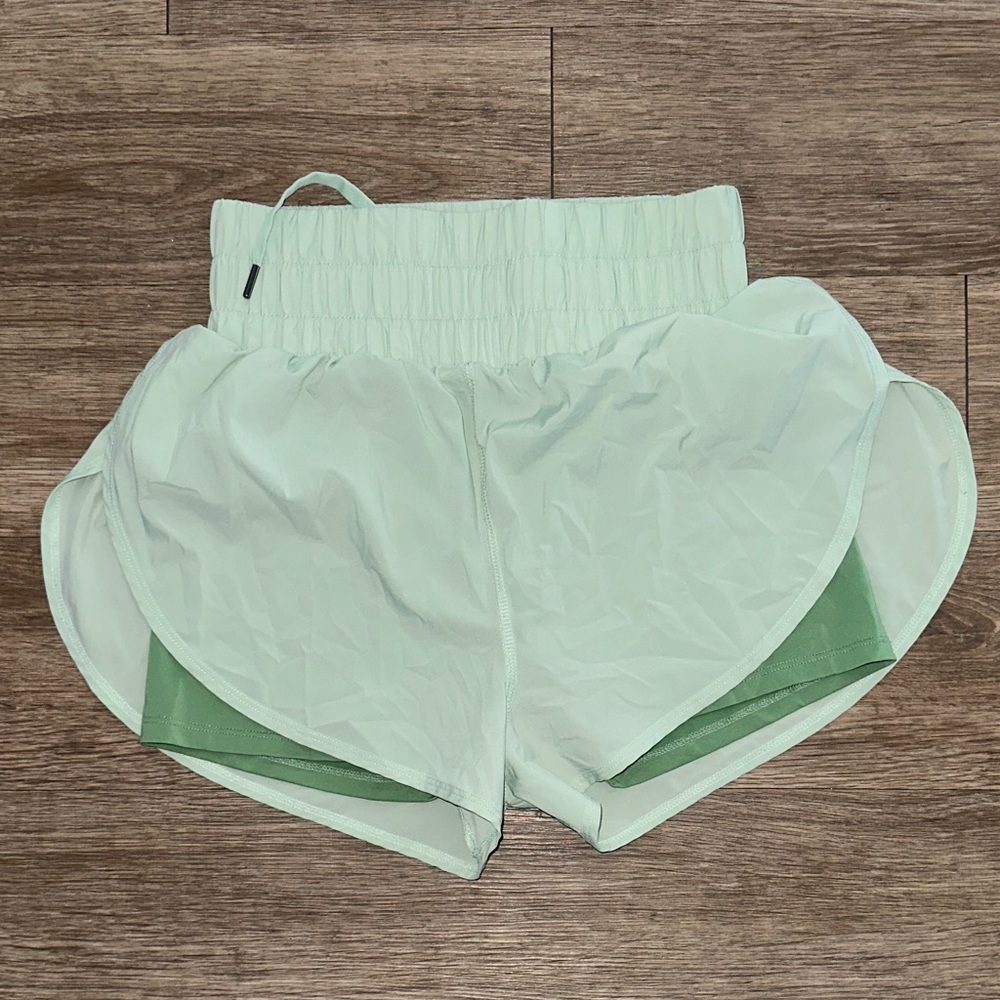 Women's Athletic Running Shorts - Light Mint with Green Liner